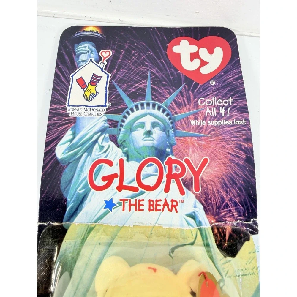 Ty Teenie Beanie Baby Glory the Bear USA 1999 Mcdonalds-‎ Unopened/Damaged Box